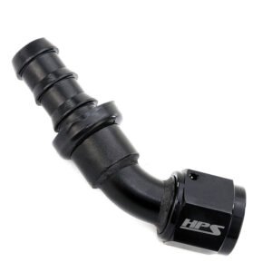 HPS Push-on Hose End to AN Female Fitting [45 Degree] [-4] (Aluminum, Black)