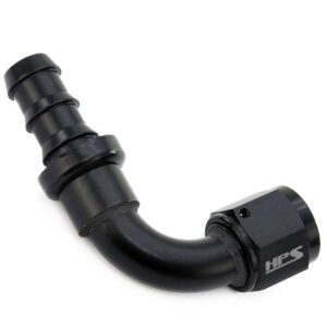 HPS Push-on Hose End to AN Female Fitting [90 Degree] [-8] (Aluminum, Black)