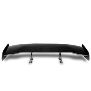 57″ GT Style V2 Black Carbon Fiber Look Adjustable Rake Rear Trunk Spoiler Wing