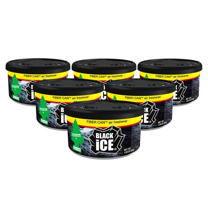 Little Trees Black Ice Fiber Can Air Freshener, Car and Home, 6 pack