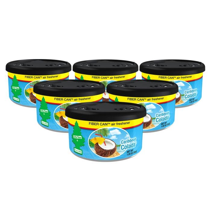 Little Trees Caribbean Colada Fiber Can Air Freshener, Car Home, 6 pack