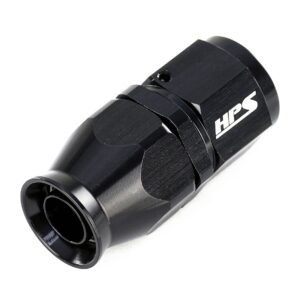 HPS Compression Teflon Hose End to AN Female for Stainless Steel Reinforced PTFE Hose Fitting [Straight] [-4] (Aluminum, Black)