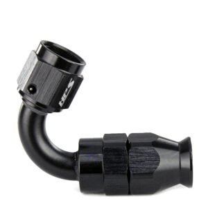 HPS Compression Teflon Hose End to AN Female for Stainless Steel Reinforced PTFE Hose Fitting [120 Degree] [-6] (Aluminum, Black)