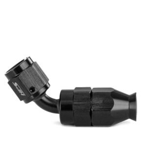 HPS Compression Teflon Hose End to AN Female for Stainless Steel Reinforced PTFE Hose Fitting [45 Degree] [-6] (Aluminum, Black)