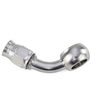 HPS Compression Teflon Hose End to AN Female with Banjo for PTFE Hose Fitting [60 Degree] [-3] (Stainless Steel, Silver)
