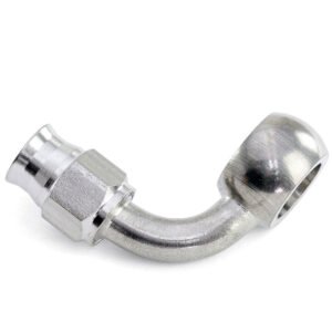 HPS Compression Teflon Hose End to AN Female with Banjo for PTFE Hose Fitting [90 Degree] [-3] (Stainless Steel, Silver)