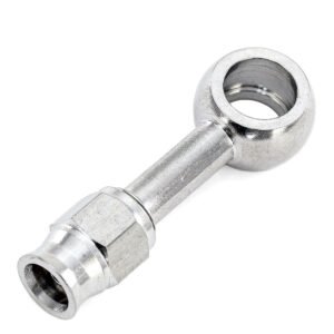 HPS Compression Teflon Hose End to AN Female with Banjo for PTFE Hose Fitting [Straight] [-3] (Stainless Steel, Silver)