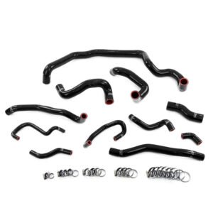 HPS Black Silicone Radiator, Heater, Water Pump, And Expansion Tank Coolant Hose Kit For 07-12 Cooper 1.6L Turbo N14 MT