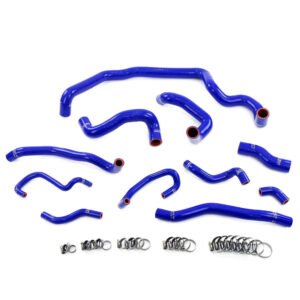 HPS Blue Silicone Radiator, Heater, Water Pump, And Expansion Tank Coolant Hose Kit For 07-12 Cooper 1.6L Turbo N14 MT
