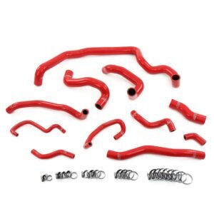 HPS Red Silicone Radiator, Heater, Water Pump, And Expansion Tank Coolant Hose Kit For 07-12 Cooper 1.6L Turbo N14 MT