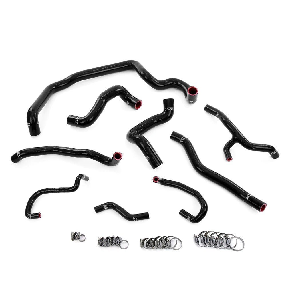 HPS Black Silicone Radiator, Heater, Water Pump, And Expansion Tank Coolant Hose Kit For 11-15 Cooper 1.6L Turbo N18 M