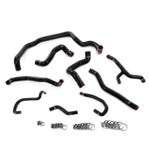 HPS Black Silicone Radiator, Heater, Water Pump, And Expansion Tank Coolant Hose Kit For 11-15 Cooper 1.6L Turbo N18 MT