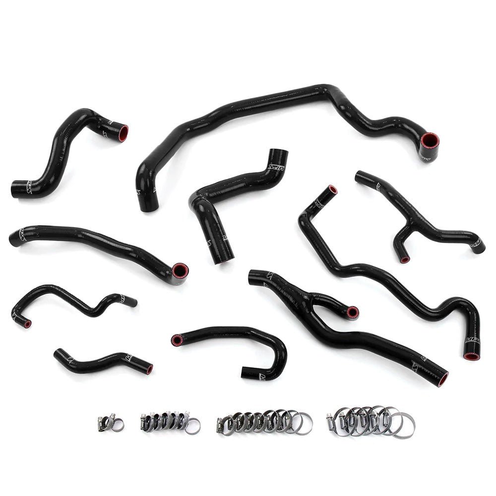 HPS Black Silicone Radiator, Heater, Water Pump, And Expansion Tank Coolant Hose Kit For 11-15 Cooper 1.6L Turbo N18 AT