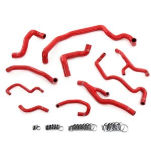 HPS Red Silicone Radiator, Heater, Water Pump, And Expansion Tank Coolant Hose Kit For 11-15 Cooper 1.6L Turbo N18 AT