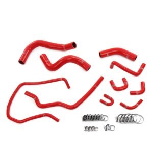 HPS Red Silicone Radiator, By-Pass, Throttle Body Coolant Hose Kit For 04-10 QX56/04-15 Titan Armada 5.6L V8
