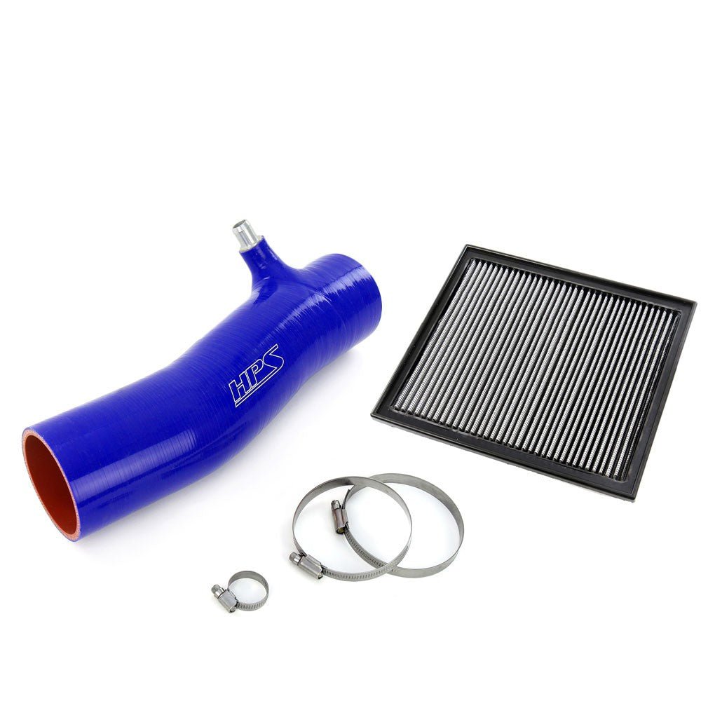 HPS Blue Intake Hose Kit + Drop In Panel Air Filter For 16-23 Toyota Tacoma 3.5L V6 (N300) Installed with TRD airbox