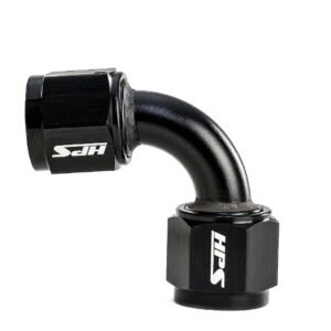 HPS AN Female to Female Swivel Adapter Fitting [90 Degree] [AN -10] (Aluminum, Black)