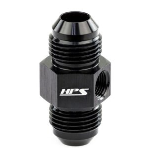 HPS AN Male to Male NPT Adapter (Side Port) Fitting [Tee] [AN -6] (Aluminum, Black)
