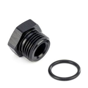 HPS AN ORB thread plug AN Fitting [Straight] [-6] [Seal: Port Thread with O-Ring Boss] (Aluminum, Black)
