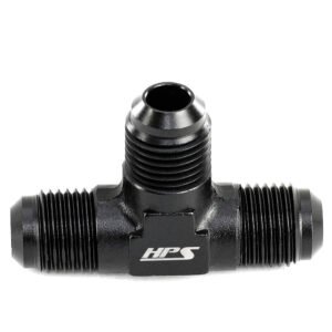 HPS AN Male to Male 3-Way Tee Adapter Fitting [Tee] [-10] (Aluminum, Black)
