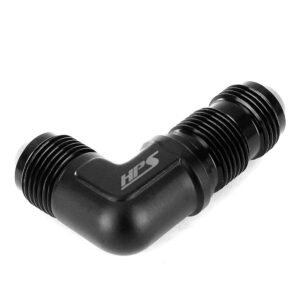 HPS AN Male to Male Bulkhead Adapter Fitting [90 Degree] [-12] (Aluminum, Black)