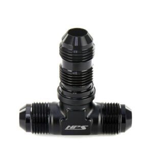 HPS AN Male to Male Bulkhead Adapter Fitting [Tee] [-3] (Aluminum, Black)