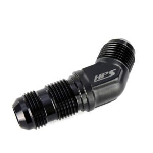 HPS AN Male to Male Bulkhead Adapter Fitting [45 Degree] [-3] (Aluminum, Black)