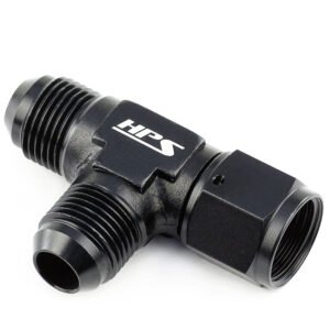HPS AN 3-Way Tee Adapter (Tee with female on run) Fitting [Tee] [AN -4] (Aluminum, Black)