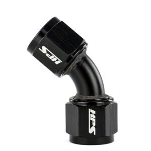 HPS AN Female to Female Swivel Adapter Fitting [45 Degree] [AN -6] (Aluminum, Black)