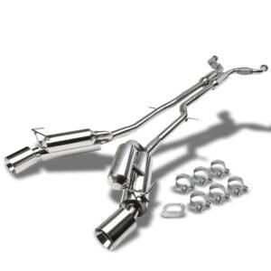 Catback Exhaust System 4.5″ Dual Roll Slant Muffler Tip For 09-19 Nissan 370Z Z34 3.7L V6 DOHC