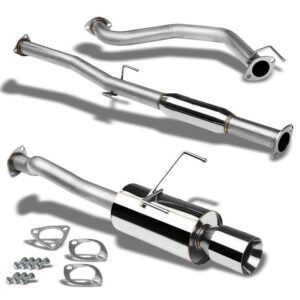Catback Exhaust System 4″ Round Roll Muffler Tip For 94-01 Acura Integra GS/LS/RS 1.8L DOHC Hatchback
