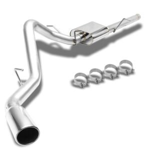 Catback Exhaust System 4″ Round Slant Muffler Tip For 09-13 Chevrolet Silverado 1500/Sierra 1500 Standard Cab V8