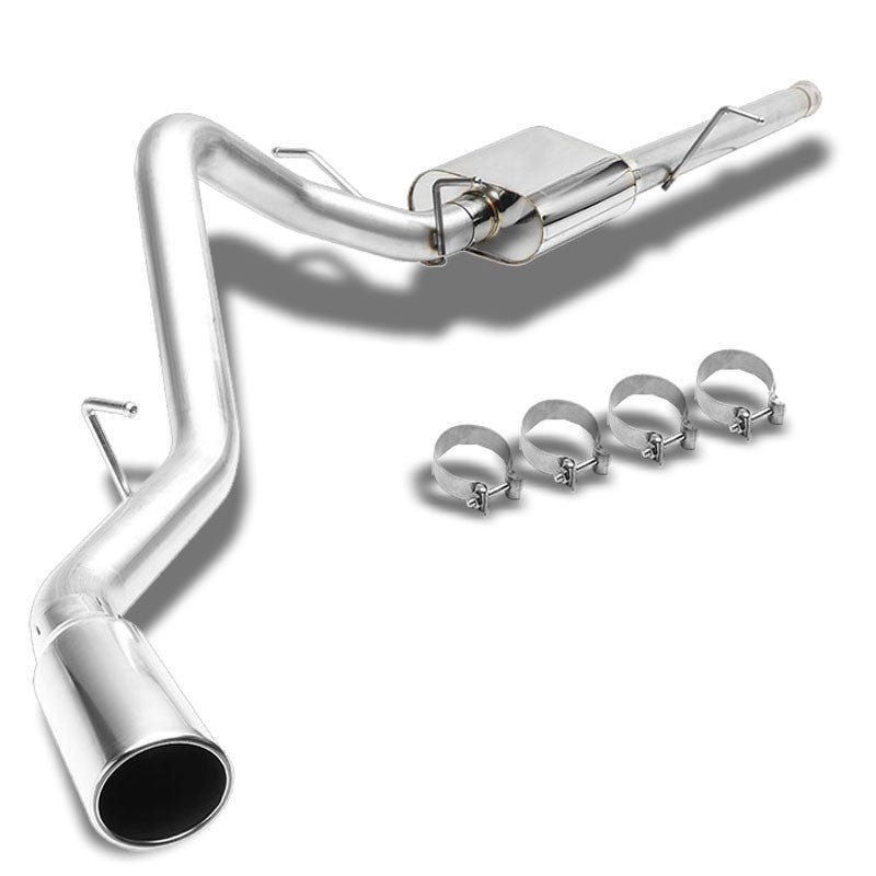 Catback Exhaust System 4″ Round Slant Muffler Tip For 09-13 Chevrolet Silverado 1500/Sierra 1500 Standard Cab V8