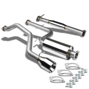 Catback Exhaust System 4.5″ Round Roll Muffler Tip For 00-04 Ford Focus ZX3/ZX5 2.0L/2.3L DOHC (1st Gen)