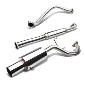 Catback Exhaust System 4″ Round Muffler Tip with Silencer For 99-03 Mitsubishi Galant 2.4L SOHC