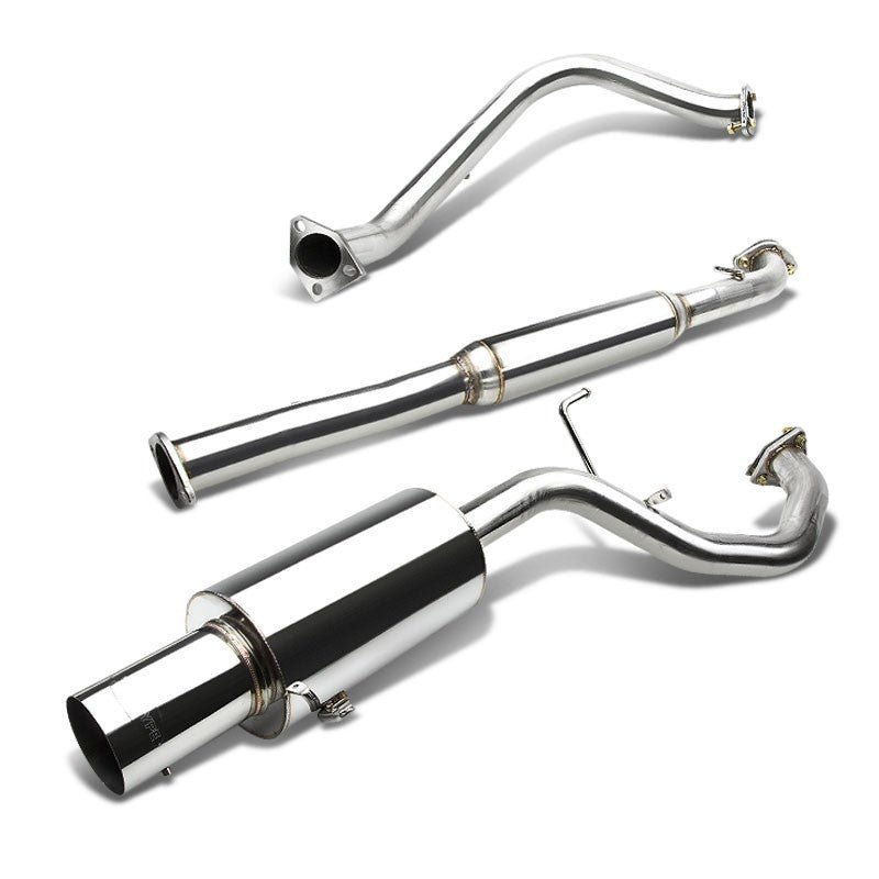Catback Exhaust System 4″ Round Muffler Tip with Silencer For 99-03 Mitsubishi Galant 2.4L SOHC