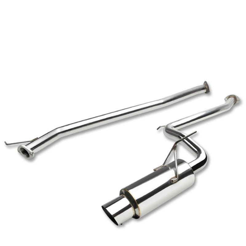 Catback Exhaust System 4″ Round Slant Muffler Tip w/Silencer For 03-07 Honda Accord 2DR Coupe CM7/CM8 2.4 DOHC