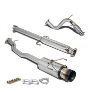 Catback Exhaust System 4.5″ Round Burnt Muffler Tip with Silencer For 94-97 Honda Accord CD5/CD7 2.2L SOHC