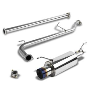 Catback Exhaust System 4″ Round Burnt Tip For 98-02 Honda Accord 2.3L L4 (CG 6th Gen)