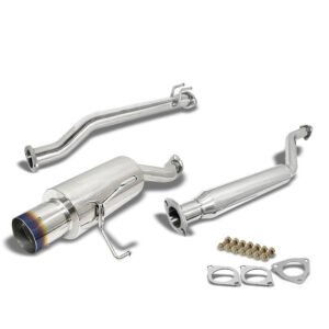 Catback Exhaust System 4″ Burnt Muffler Tip with Silencer For 02-05 Honda Civic Si Hatchback EP3