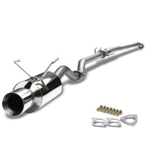 Catback Exhaust System 4″ Roll Muffler Tip For 02-05 Honda Civic Si Hatchback EP3