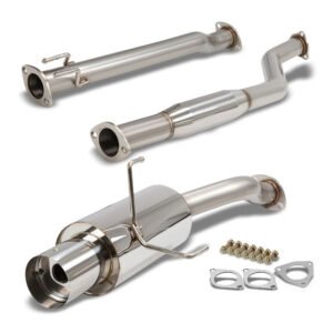 Catback Exhaust System 4″ Muffler Tip with Silencer For 02-05 Honda Civic Si Hatchback EP3