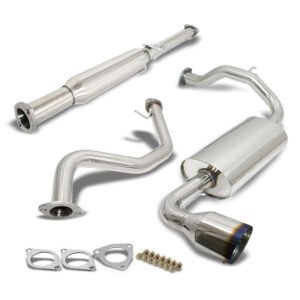 Catback Exhaust System 4.5″ Burnt Muffler Tip For 88-91 Honda Civic ED6/ED7 3-Door Hatchback