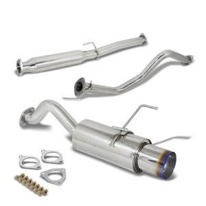 Catback Exhaust System 4.5″ Round Burnt Muffler Tip For 96-00 Honda Civic EJ6/EK9 Hatchback 1.6L SOHC