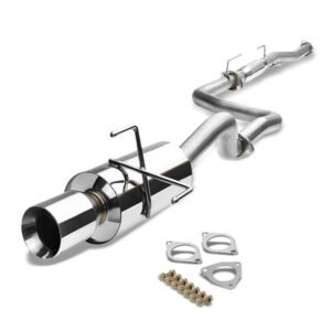 Catback Exhaust System 4″ Round Roll Muffler Tip For 96-00 Honda Civic EJ6/EK9 Hatchback 1.6L SOHC