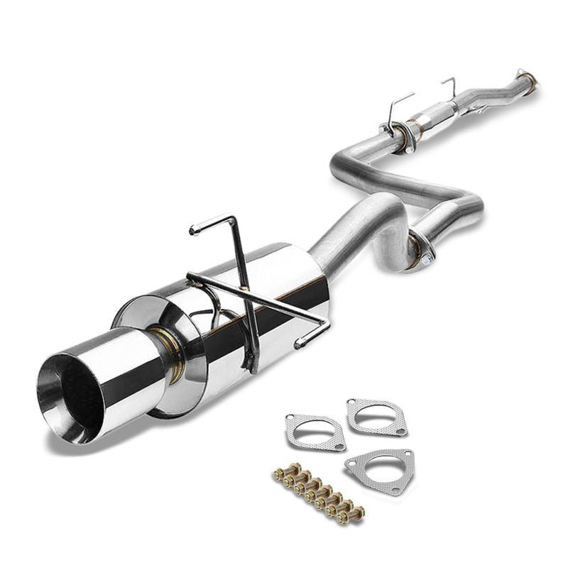 Catback Exhaust System 4″ Round Roll Muffler Tip For 96-00 Honda Civic EJ6/EK9 Hatchback 1.6L SOHC