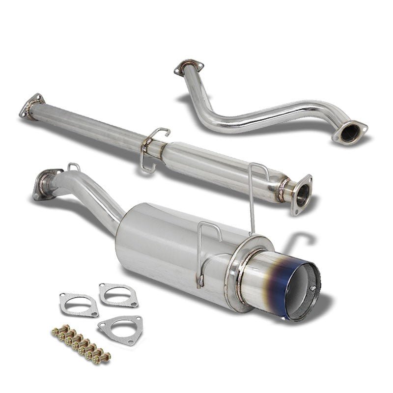 Catback Exhaust System 4.5″ Round Burnt Muffler Tip For 93-97 Honda Civic del Sol EG1/EG2/EH6 S/SI/VTEC 1.6L SOHC
