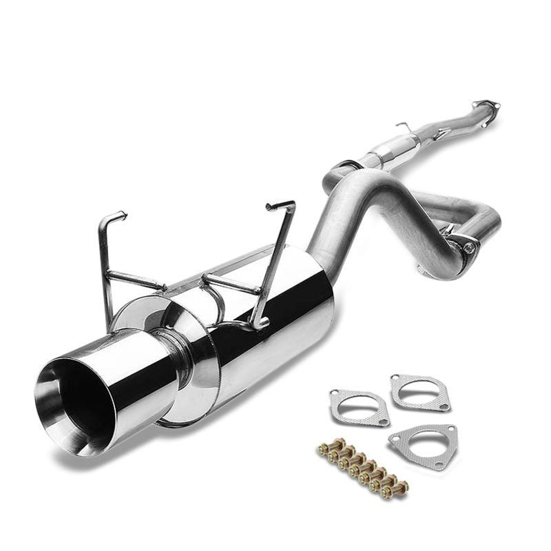 Catback Exhaust System 4″ Round Roll Muffler Tip For 93-97 Honda Civic del Sol EG1/EG2/EH6 S/SI/VTEC 1.6L SOHC
