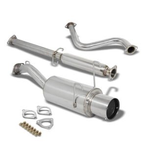 Catback Exhaust System 4.5″ Round Muffler Tip For 93-97 Honda Civic del Sol EG1/EG2/EH6 S/SI/VTEC 1.6L SOHC
