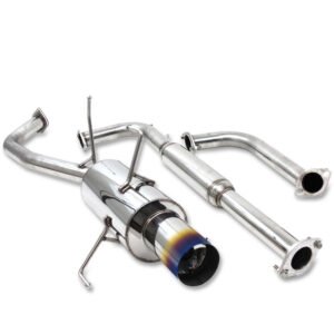 Catback Exhaust System 4″ Round Burnt Muffler Tip with Silencer For 00-03 Nissan Maxima A33 3.0L/3.5L V6 DOHC
